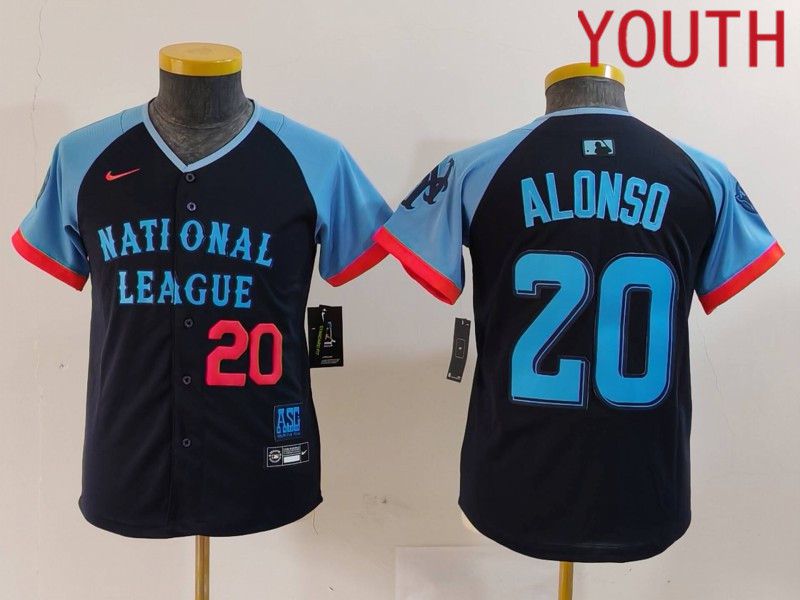 Youth New York Mets #20 Alonso Blue All star 2024 Nike MLB Jersey style 4->youth mlb jersey->Youth Jersey